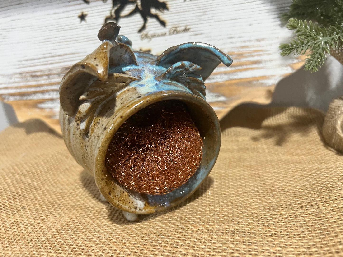 Absolutely adorable stoneware scrubber piggy