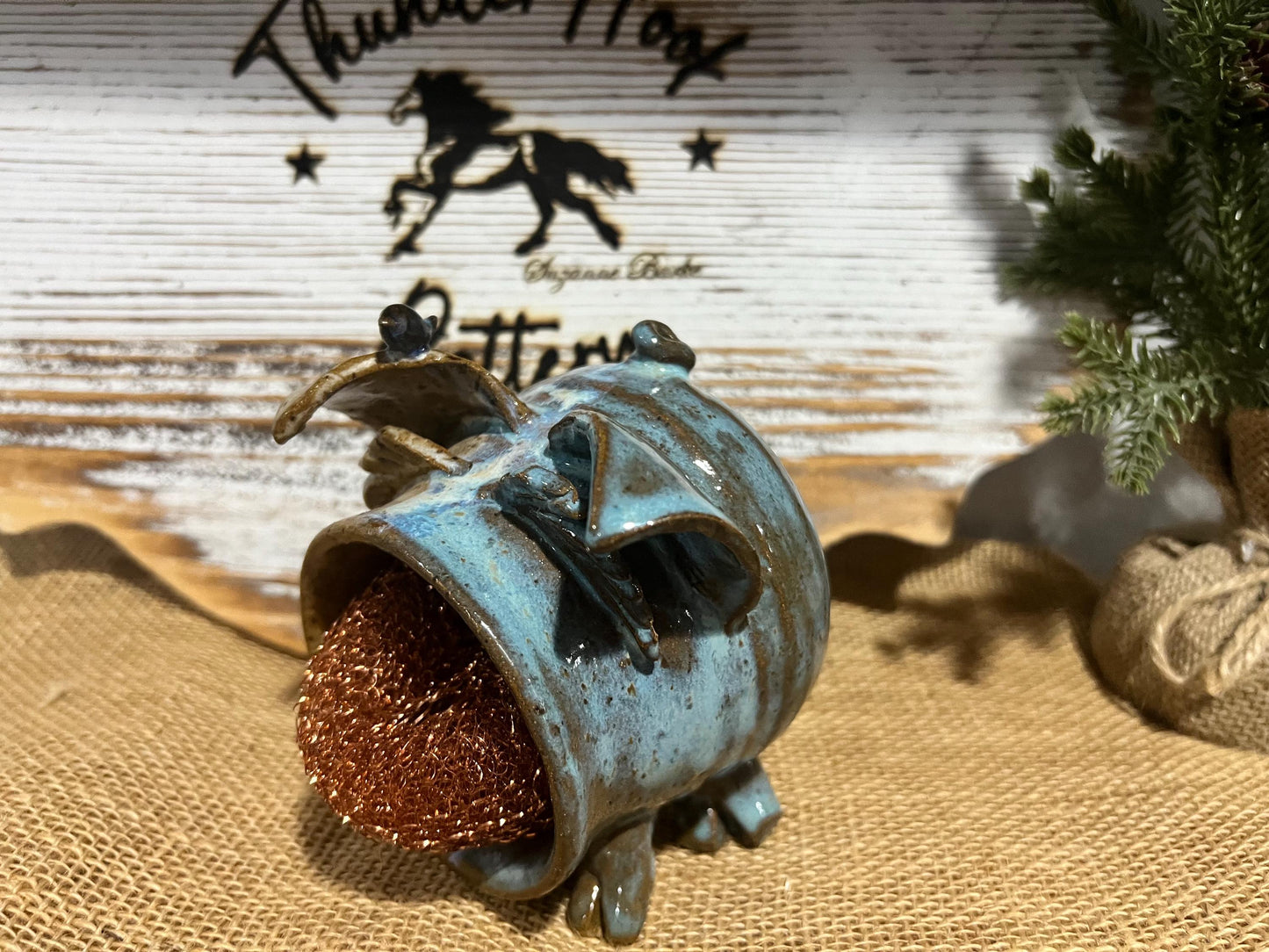 Absolutely adorable stoneware scrubber piggy
