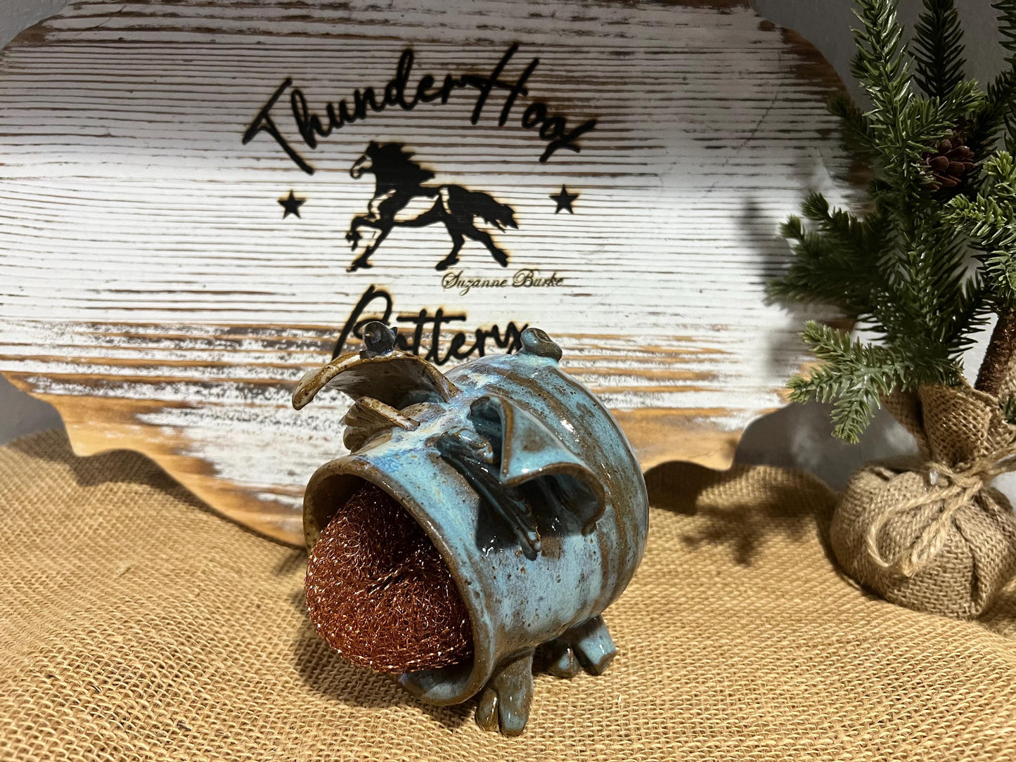 Absolutely adorable stoneware scrubber piggy